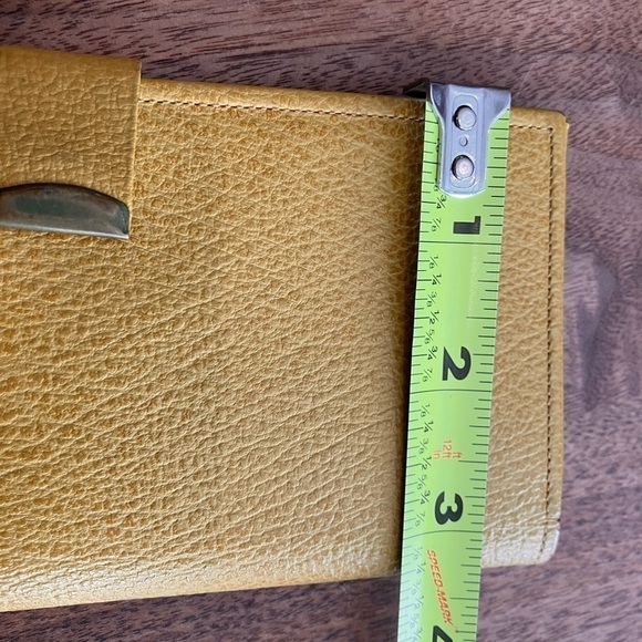 VINTAGE Gold Yellow Baronet Checkbook Wallet Cowhide Leather Snap Retro 80s - Picture 12 of 13